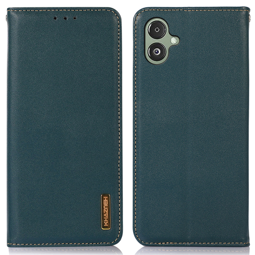 KHAZNEH Pro Samsung Galaxy F14 5G Stojánek Peněženka Pouzdro na telefon Blokování RFID Kryt z pravé hovězí kůže KHAZNEH Pro Samsung Galaxy F14 5G Stojánek Peněženka Pouzdro na telefon Blokování RFID Kryt z pravé hovězí kůže